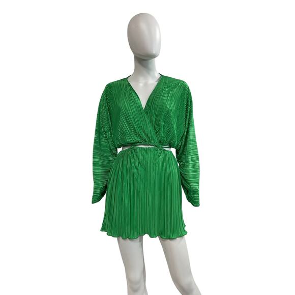 Good American 'Plissé' Green Polyester Sculpted Dress Size 0 - Picture 2 of 5